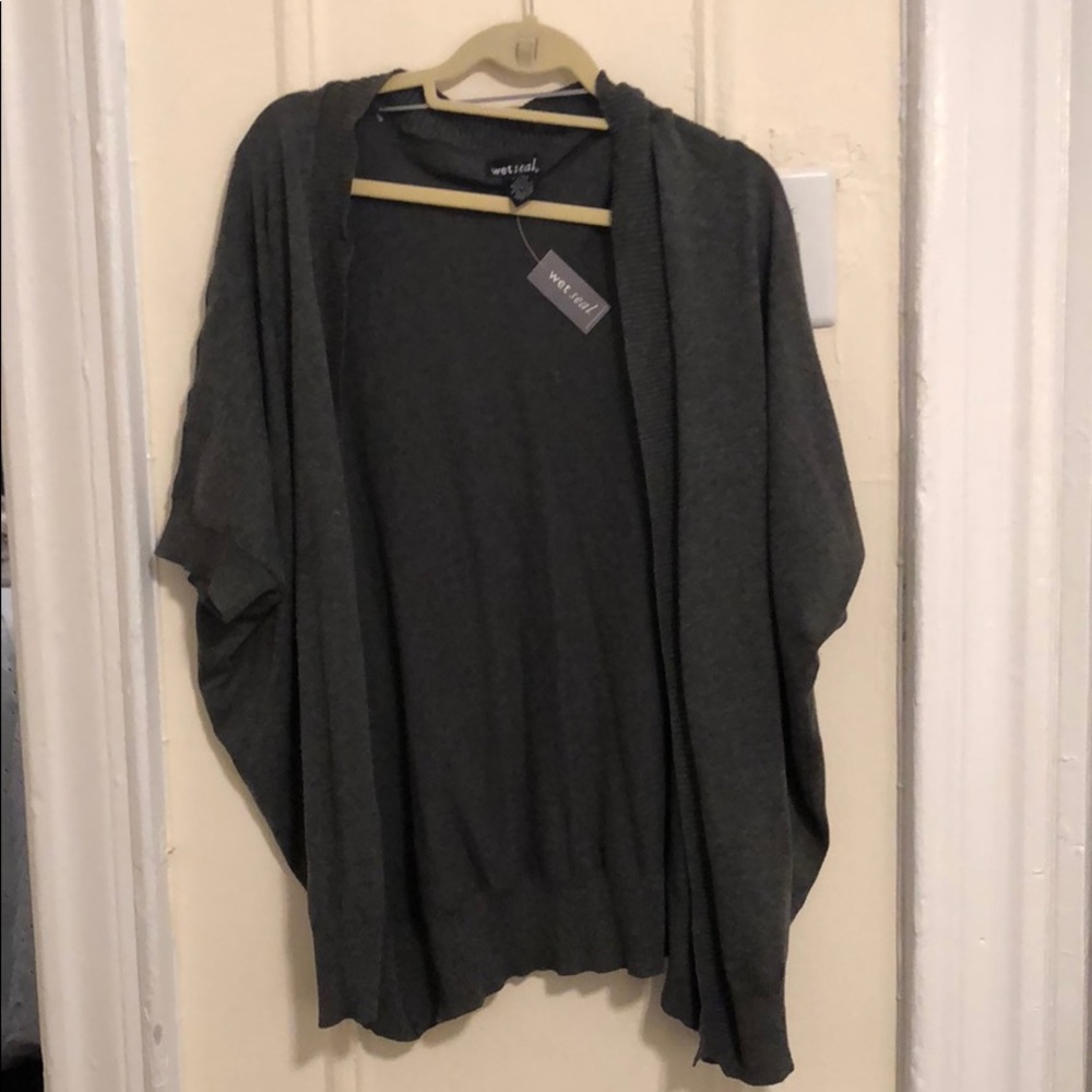 Wet seal charcoal short sleeve cardigan